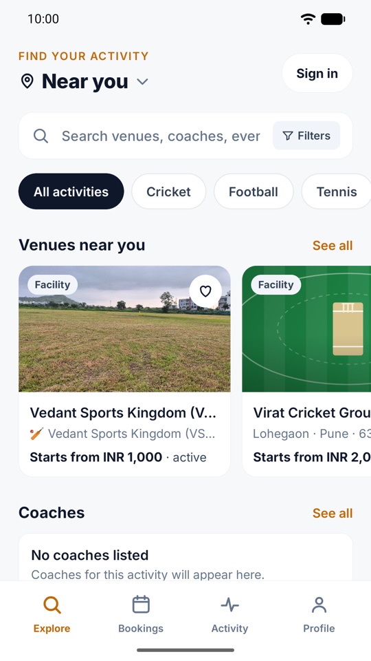 Slotify.fit Android app: venues near you